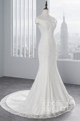 Long Off the Shoulder Beading Appliques Lace-up Mermaid Wedding Dresses
