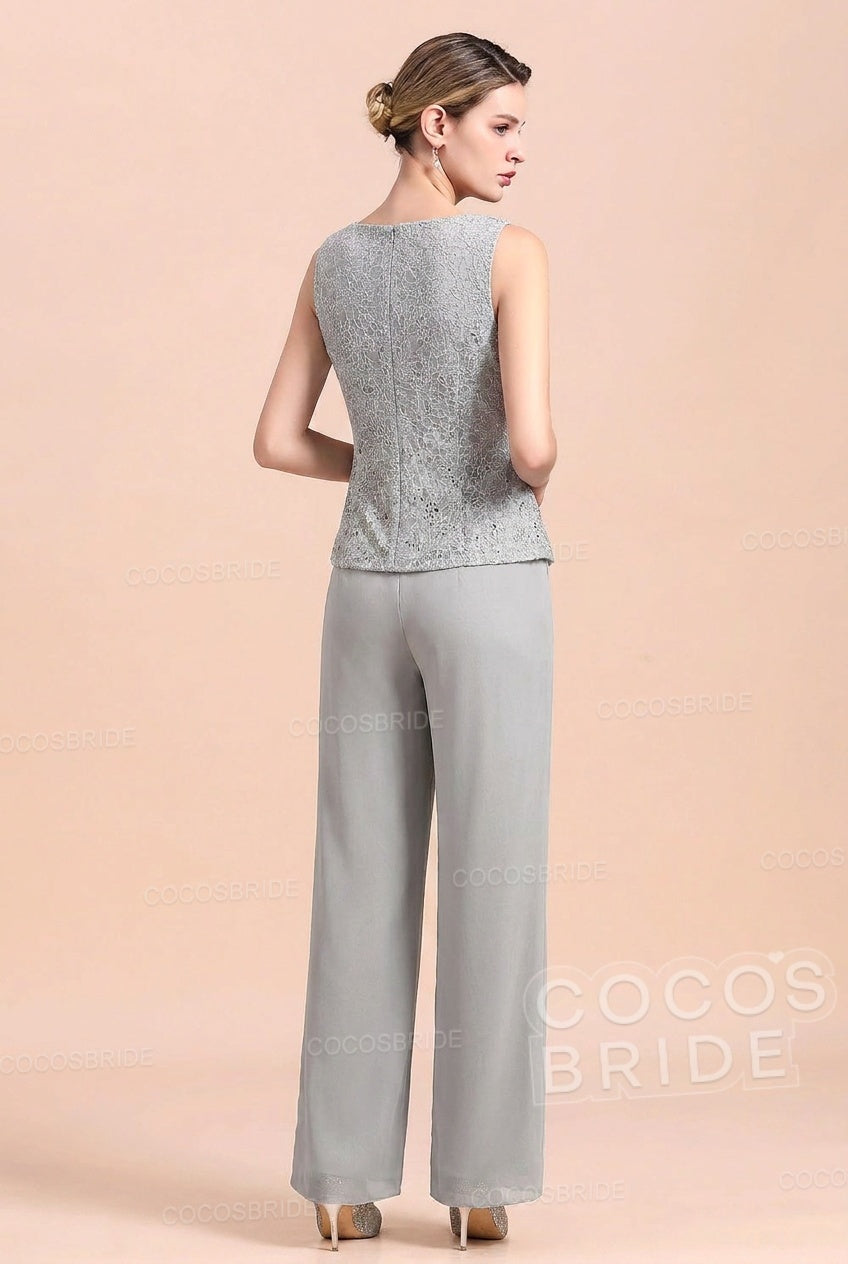 Long Sequined Chiffon Pantsuits for the Mother of the Bride with Jacket