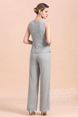 Long Sequined Chiffon Pantsuits for the Mother of the Bride with Jacket
