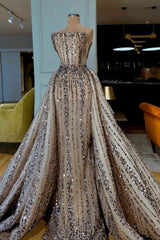 Luxury Long Mermaid Sleeveless Floor Length Evening Dresses