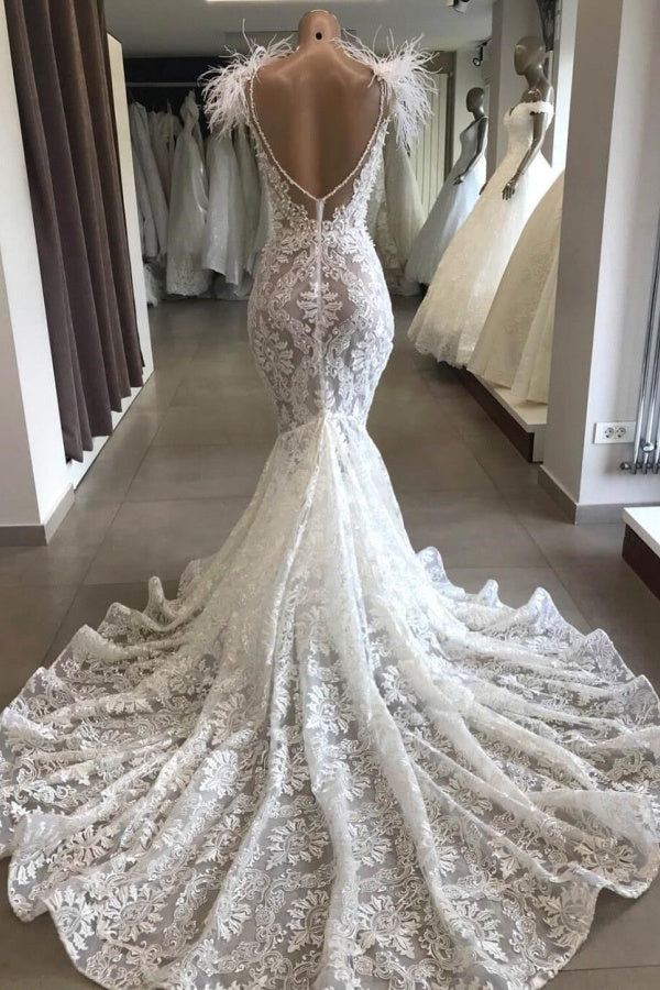 Luxury Long Sweetheart Beading Appliques Lace Mermaid Wedding Dress