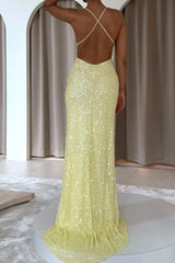 Sexy V-neck Sequined Backless Mermaid Prom Dress
