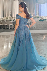 Off The Shoulder Mermaid Long Formal Evening Dress with Beadings