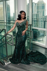 Strapless Sleeveless Mermaid Prom Dress with Beaded