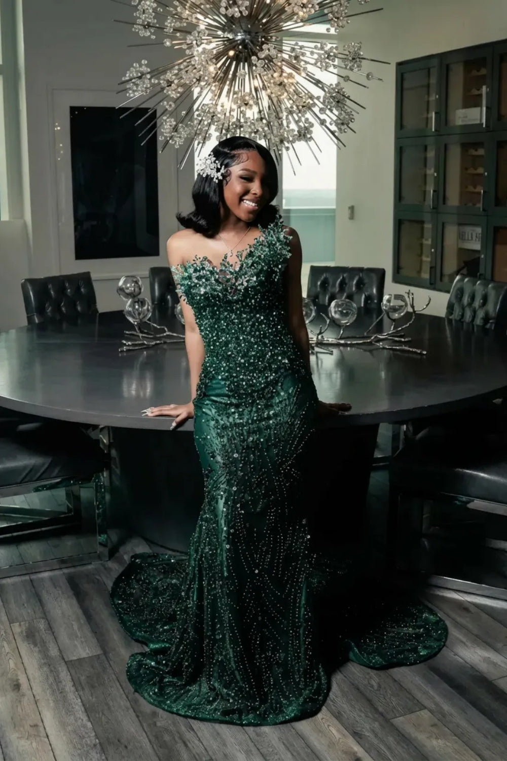 Strapless Sleeveless Mermaid Prom Dress with Beaded