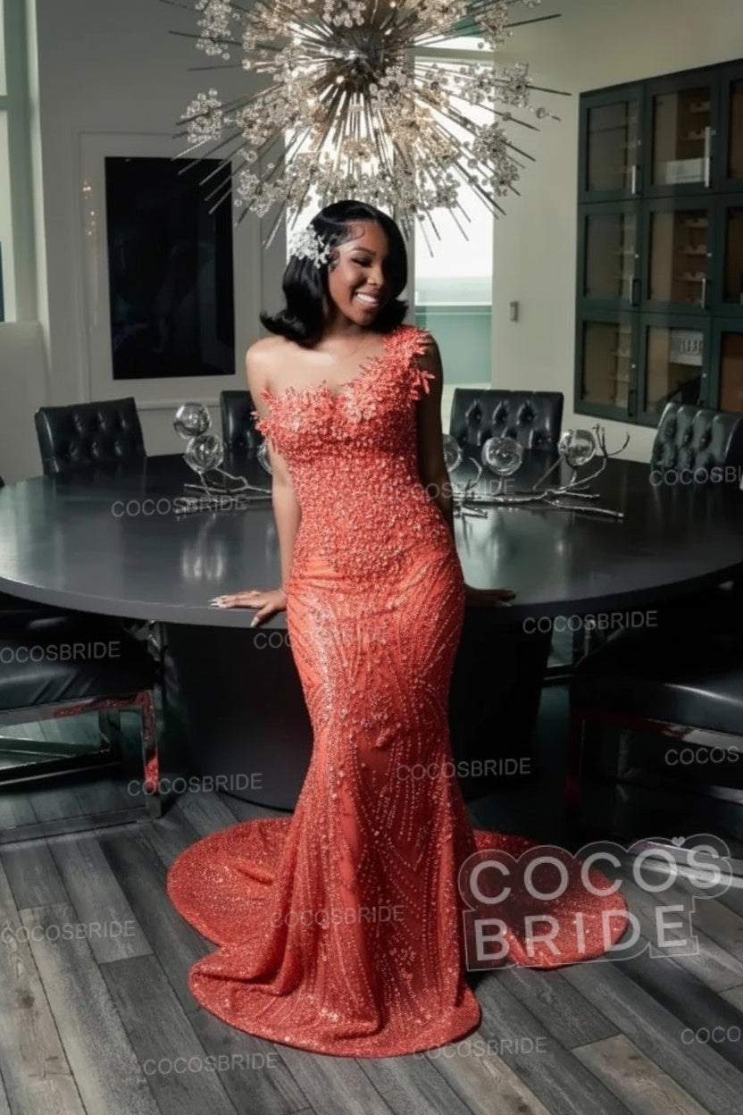 Strapless Sleeveless Mermaid Prom Dress with Beaded