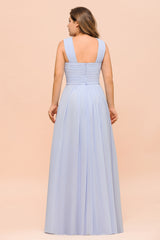 Plus Size Long A-line Halter Lavender Chiffon Bridesmaid Dress with Ruffle