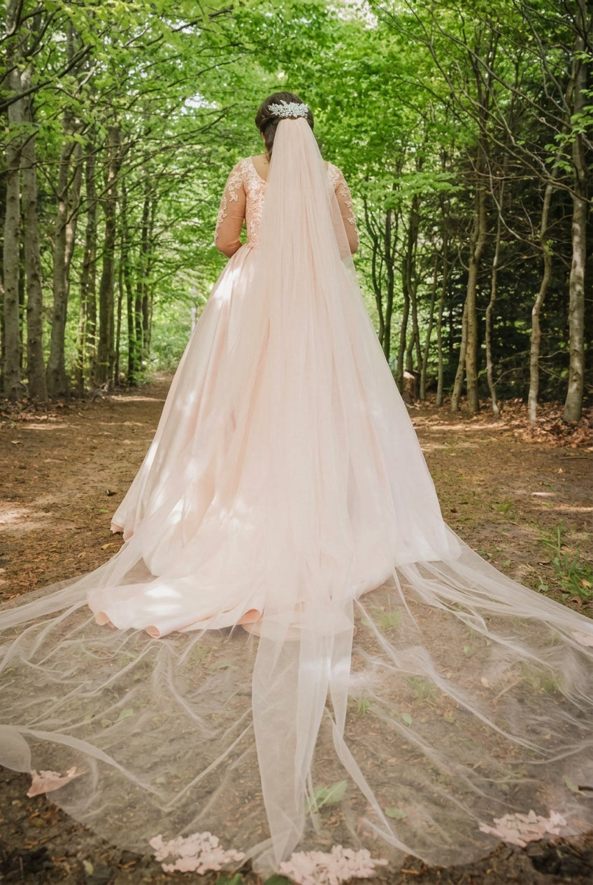 Plus Size Long A-line Scoop Satin Lace Wedding Dress with Sleeves