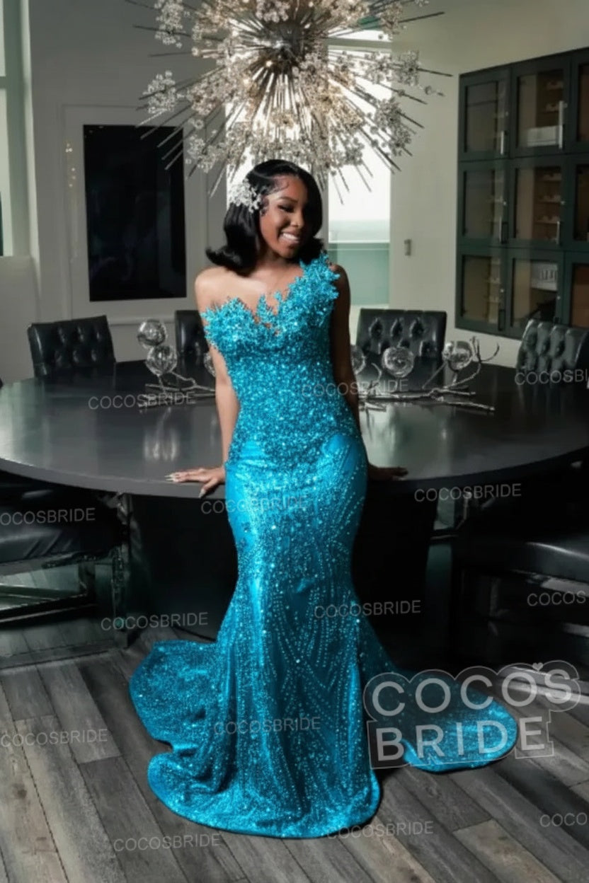 Strapless Sleeveless Mermaid Prom Dress with Beaded