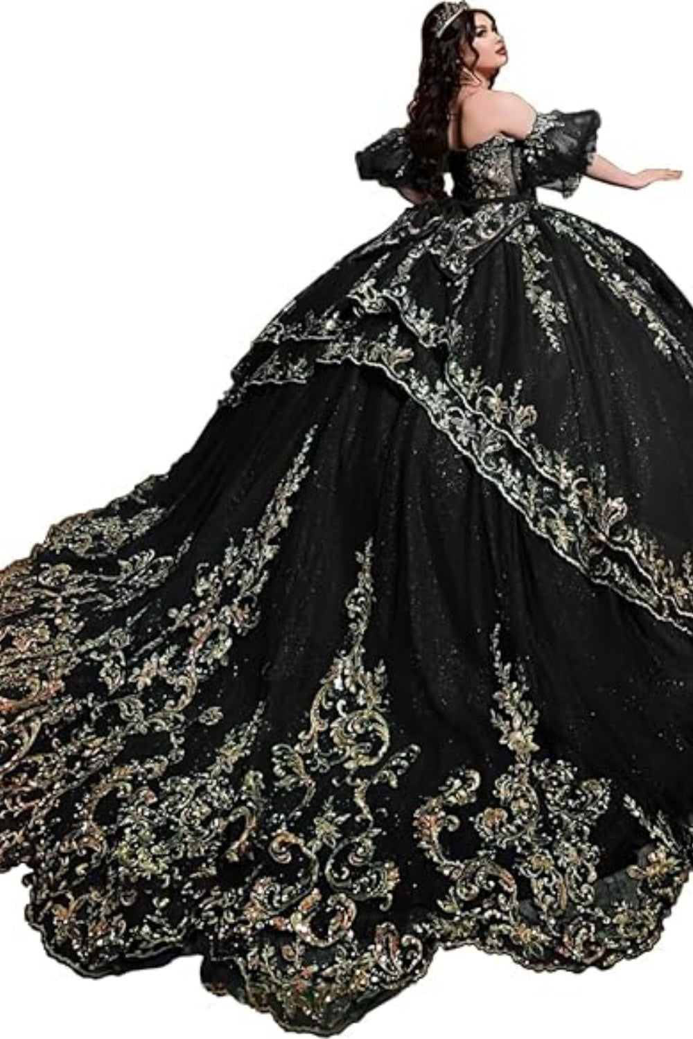 Purple Strapless Ball Gown Quinceanera Dress with Lace Applique