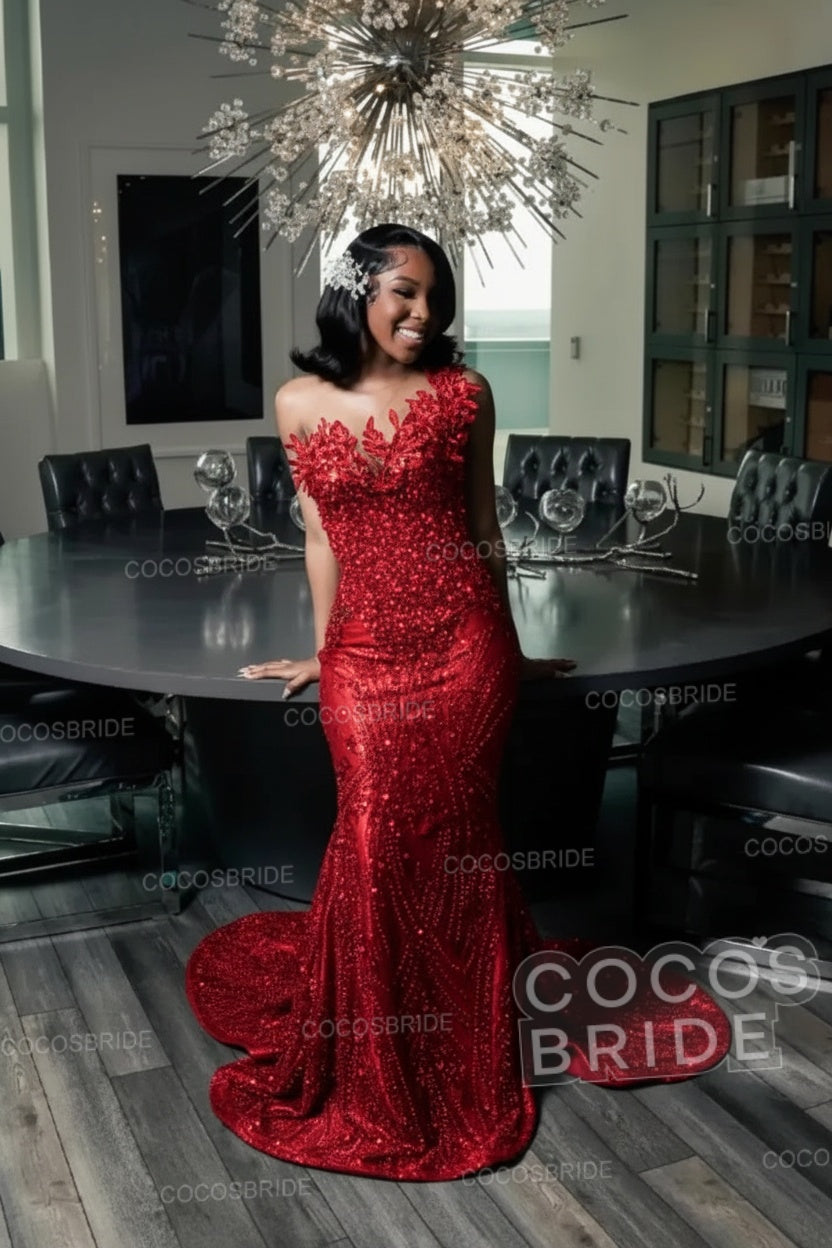 Strapless Sleeveless Mermaid Prom Dress with Beaded
