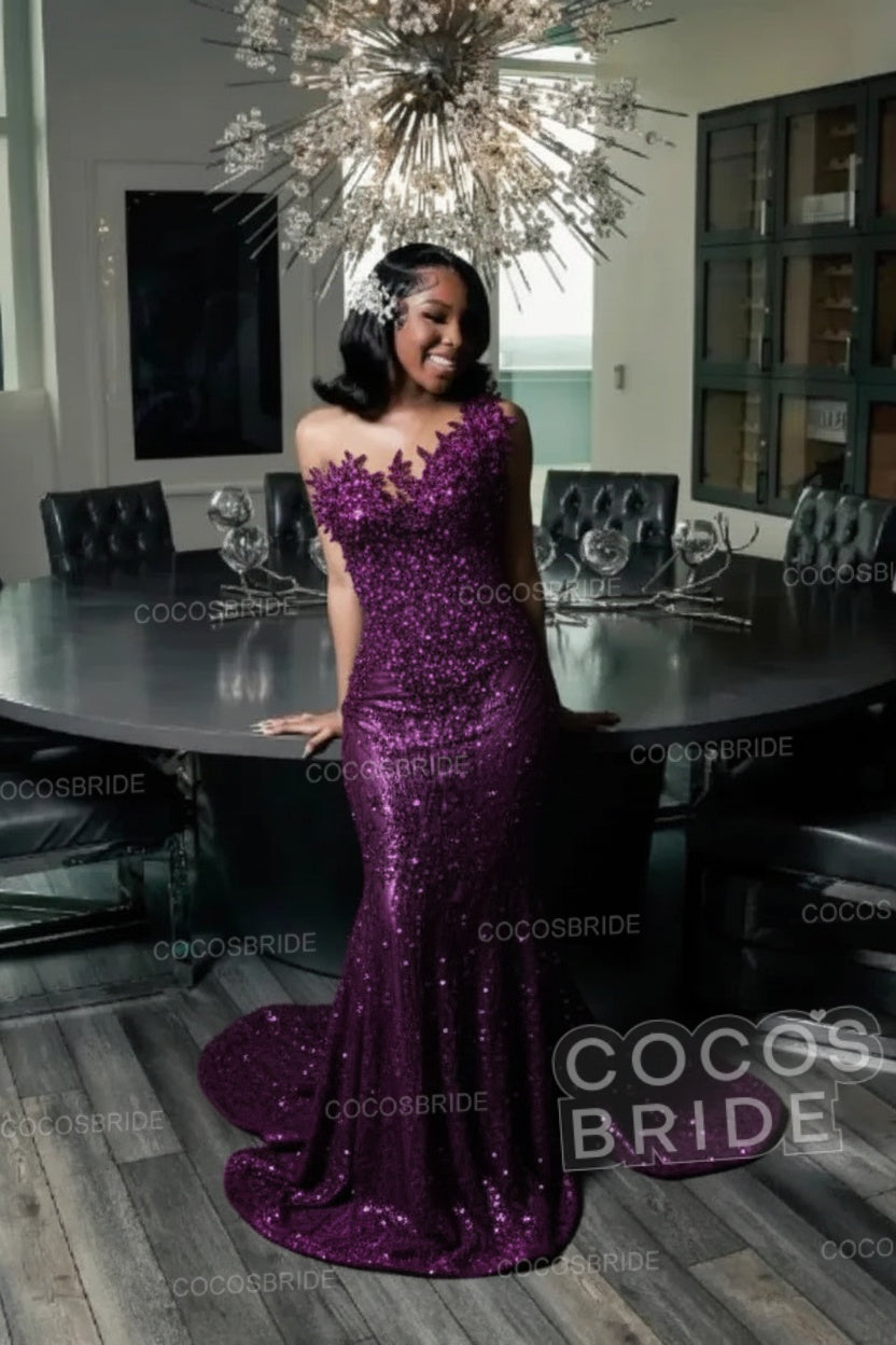 Strapless Sleeveless Mermaid Prom Dress with Beaded