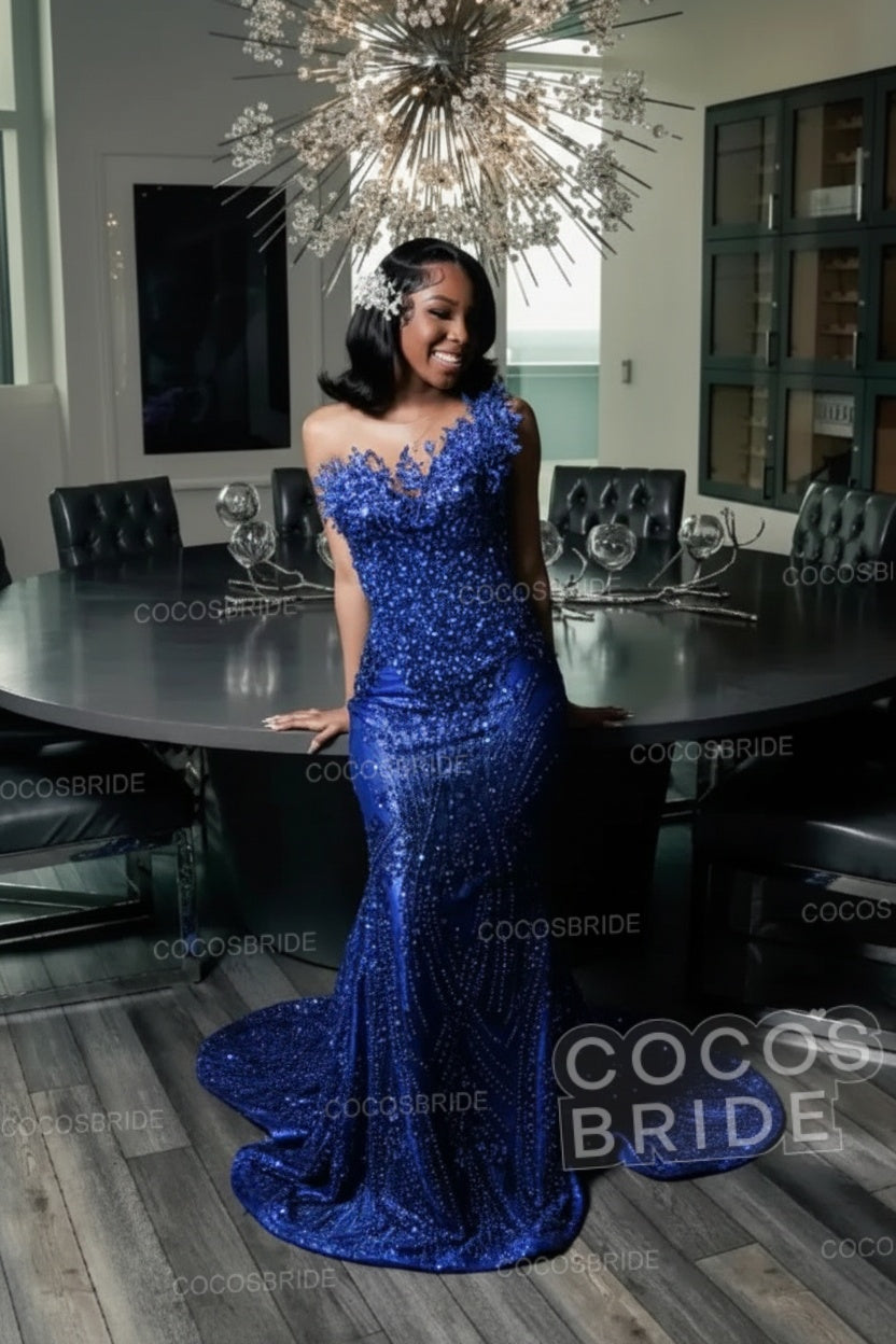Strapless Sleeveless Mermaid Prom Dress with Beaded