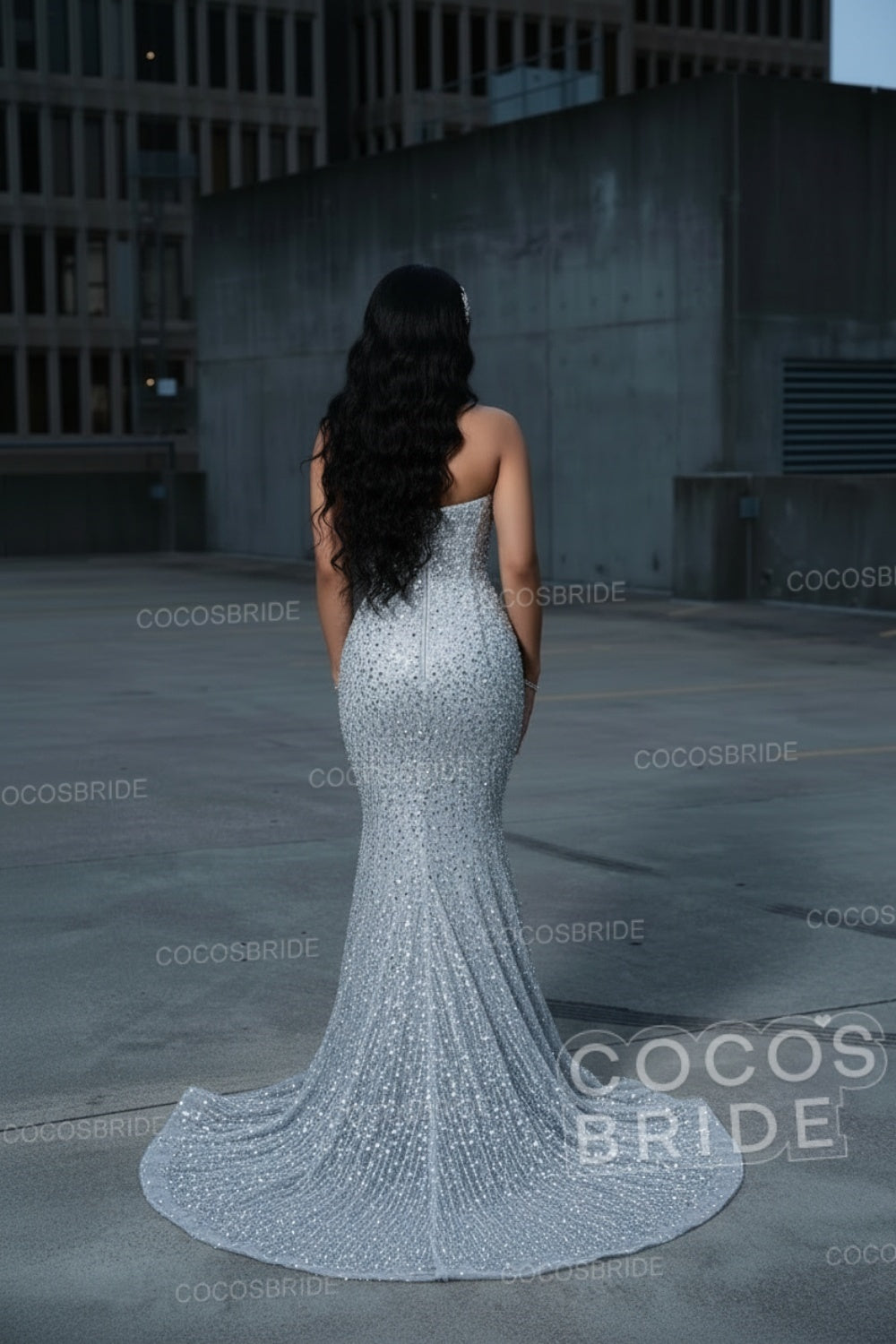 Sexy Long Mermaid Sweetheart Sleevelesss Sequined Prom Dress