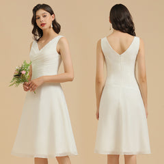 Simple A-line Straps Ruffles Short Bridesmaid Dress