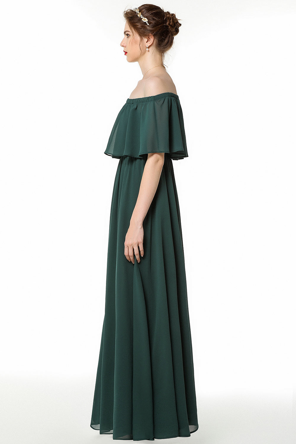 Simple Off The Shoulder A-Line Long Bridesmaid Dress