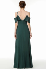 Simple Spaghetti Straps Open Back Long Bridesmaid Dress