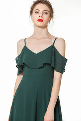 Simple Spaghetti Straps Open Back Long Bridesmaid Dress