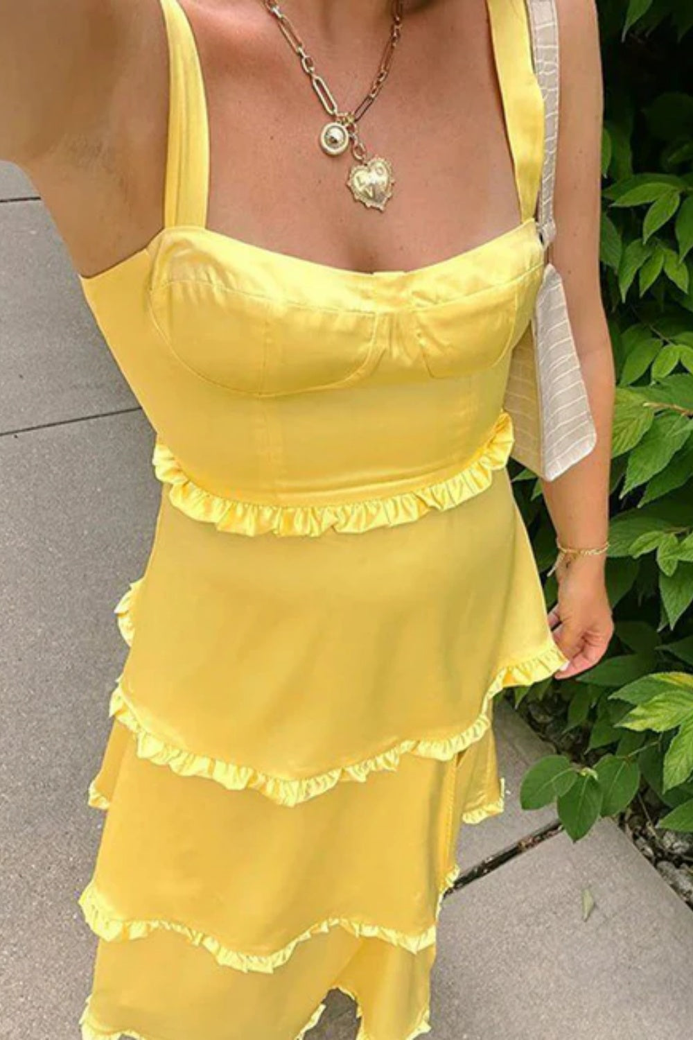 Simple Square Neck A-line Chiffon Formal Dress with Split