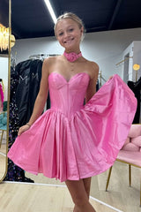 Sweetheart A-Line Short Satin Homecoming Dress