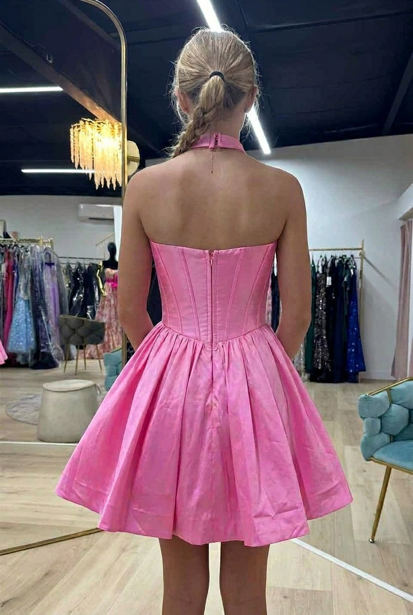 Sweetheart A-Line Short Satin Homecoming Dress
