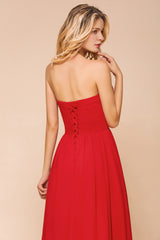 Vintage A-line Strapless Floor Length Chiffon Bridesmaid Dress With Appliques