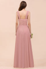 Vintage Long A-line Chiffon Sweetheart Bridesmaid Dress