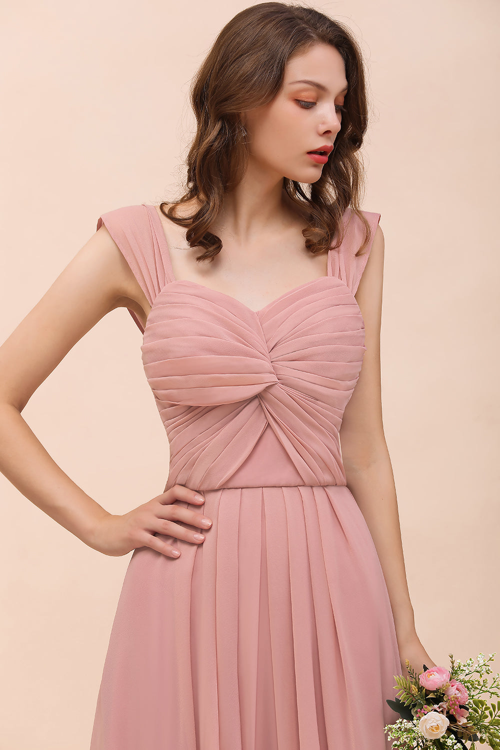 Vintage Long A-line Chiffon Sweetheart Bridesmaid Dress