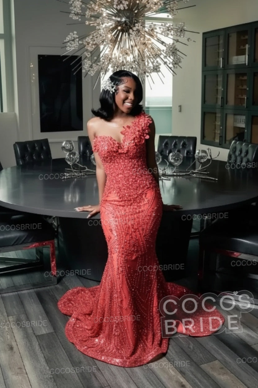 Strapless Sleeveless Mermaid Prom Dress with Beaded
