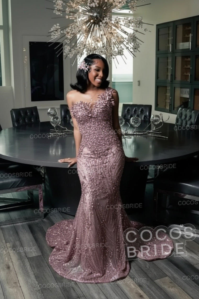 Strapless Sleeveless Mermaid Prom Dress with Beaded