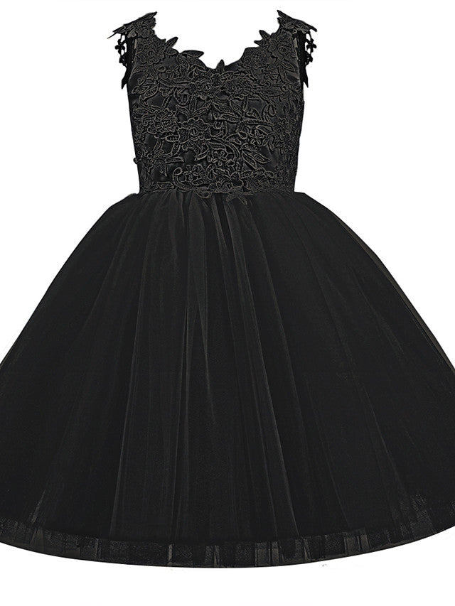 Short Ball Gown Tulle Flower Girl Dresses White First Communion Dresses