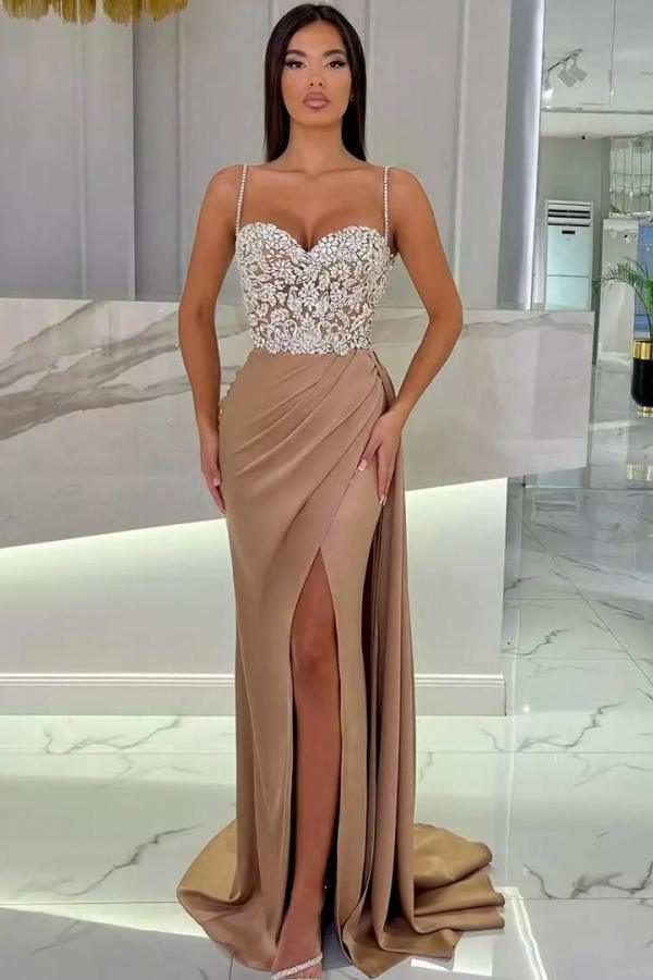 Gorgeous Long Mermaid Sweetheart Beading Prom Dresses with Split
