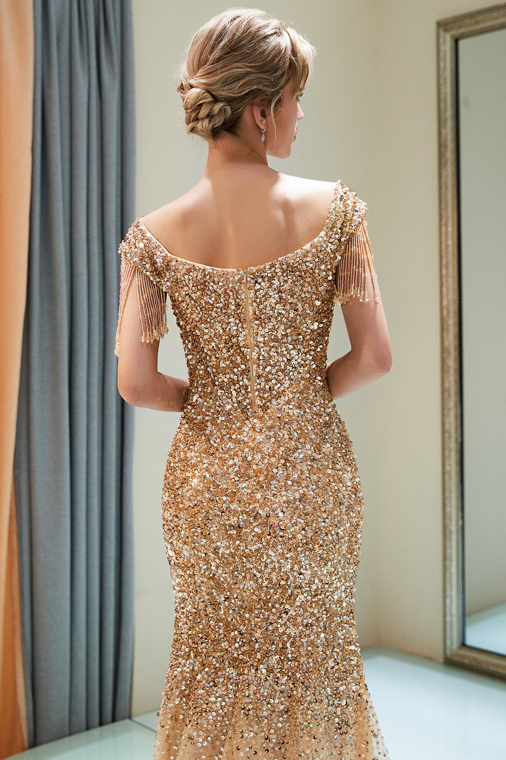 Long Off the Shoulder Tulle Mermaid Formal Evening Dresses