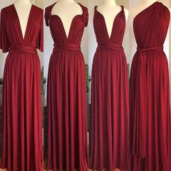 Convertible Long A-line Burgundy Bridesmaid Dresses Multiway Infinity Dress