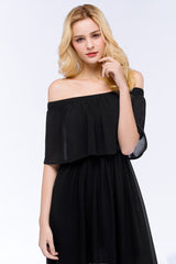 Elegant A-Line Chiffon Off the Shoulder Sleeveless Floor Length Bridesmaid Dresses