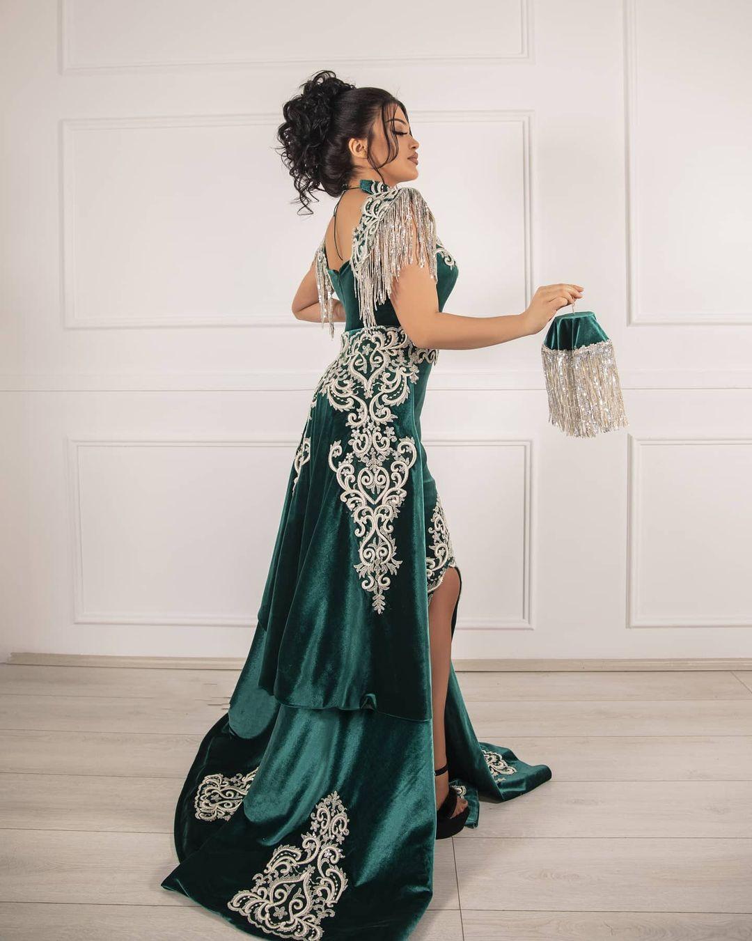 Unique Long Mermaid Velvet Formal Evening Dresses with Slit