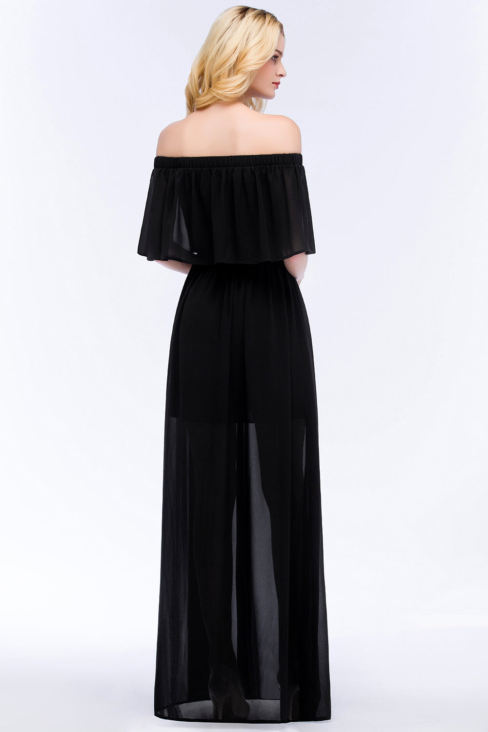 Chic Long Off the Shoulder Chiffon A-line Bridesmaid Dress