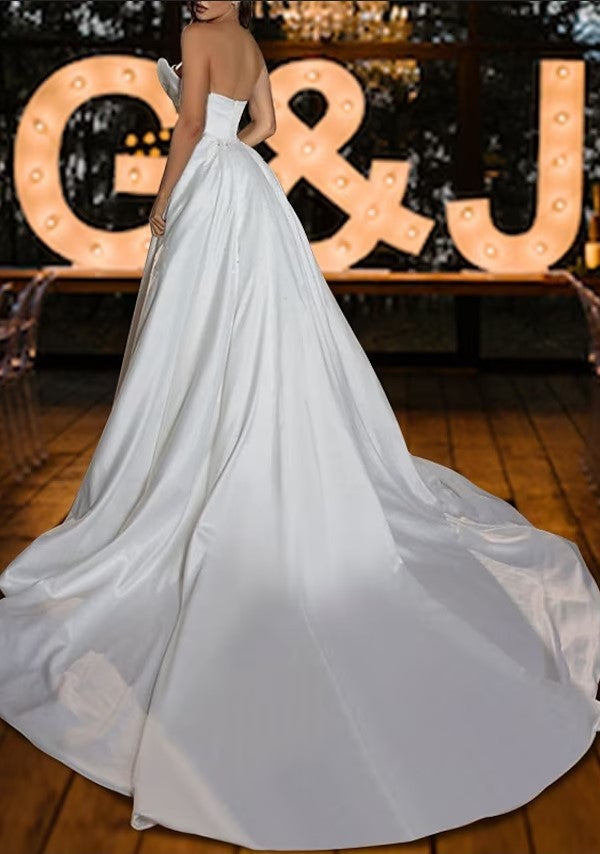 Gorgeous Long Mermaid Sweetheart Satin Beading Backless Wedding Dresses