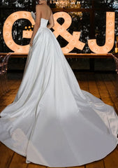 Gorgeous Long Mermaid Sweetheart Satin Beading Backless Wedding Dresses