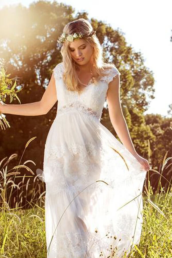 Elegant Long A-line Sweetheart Lace Tulle Wedding Dress