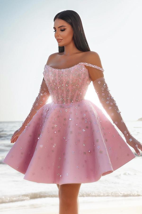 Short A-line Strapless Satin Princess Party Dresses