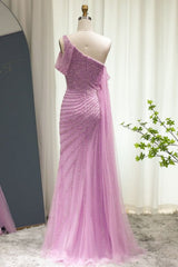 Luxury Long One Shoulder Mermaid Front Slit Evening Formal Dresses