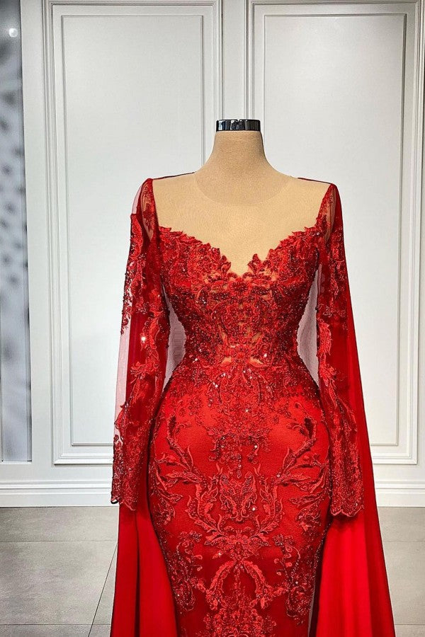 Gorgeous Long Sleeves Sweetheart Lace Formal Evening Dresses with Shawl