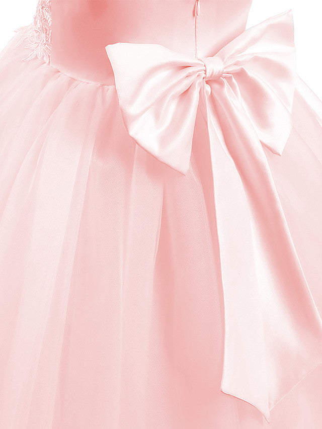 Short Ball Gown Tulle Flower Girl Dresses White First Communion Dresses
