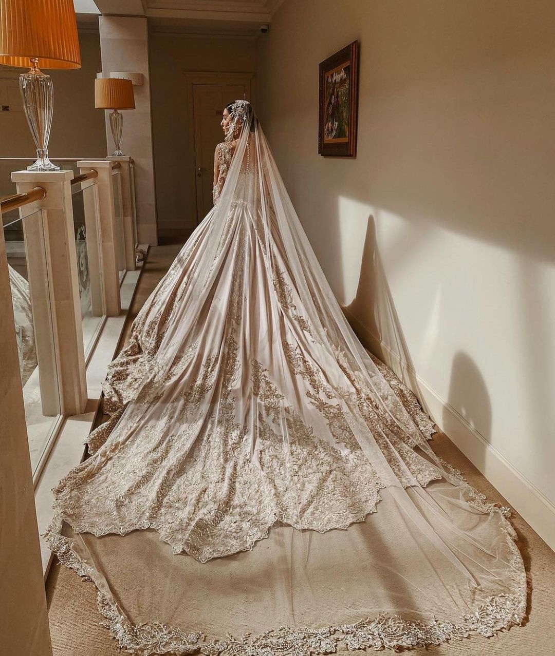 Gorgeous Sweetheart Long Sleeve Beading Satin Ball Gown Wedding Dress