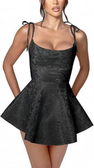 A-line Short Spaghetti Straps Satin Sleeveless Homecoming Dress