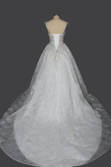 Long Straps Sequins Sweetheart Pleated Ball Gown Wedding Dresses