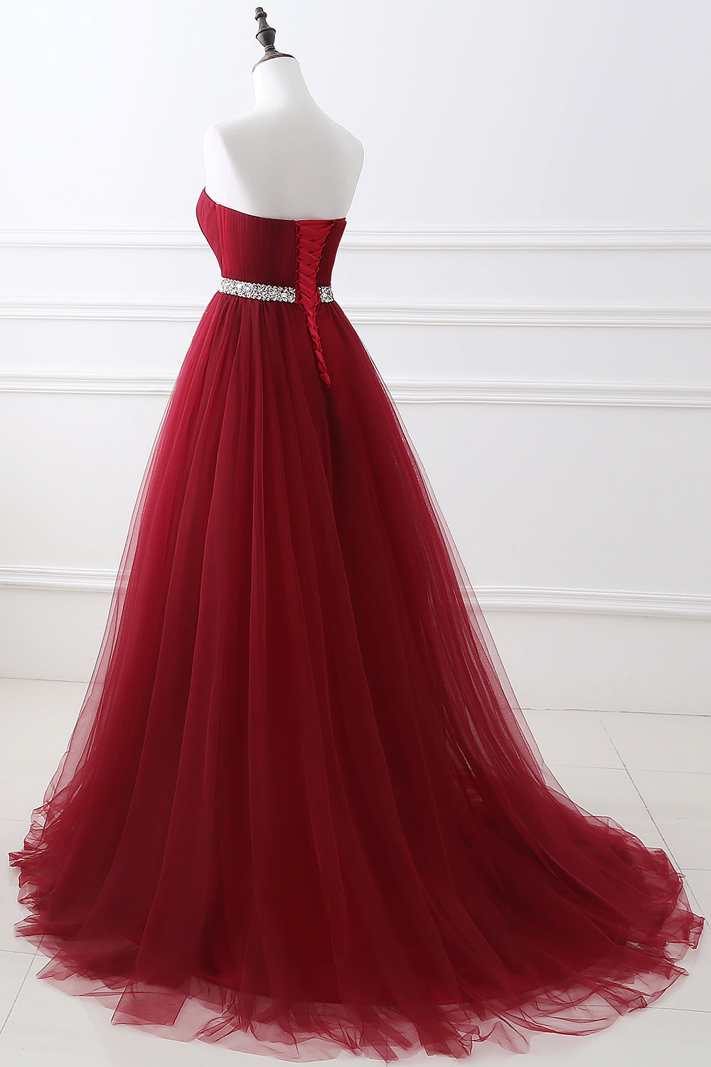 Long Strapless Organza A-line Evening Prom Dress