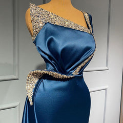 Stunning Long Mermaid One Shoulder Satin Formal Dress