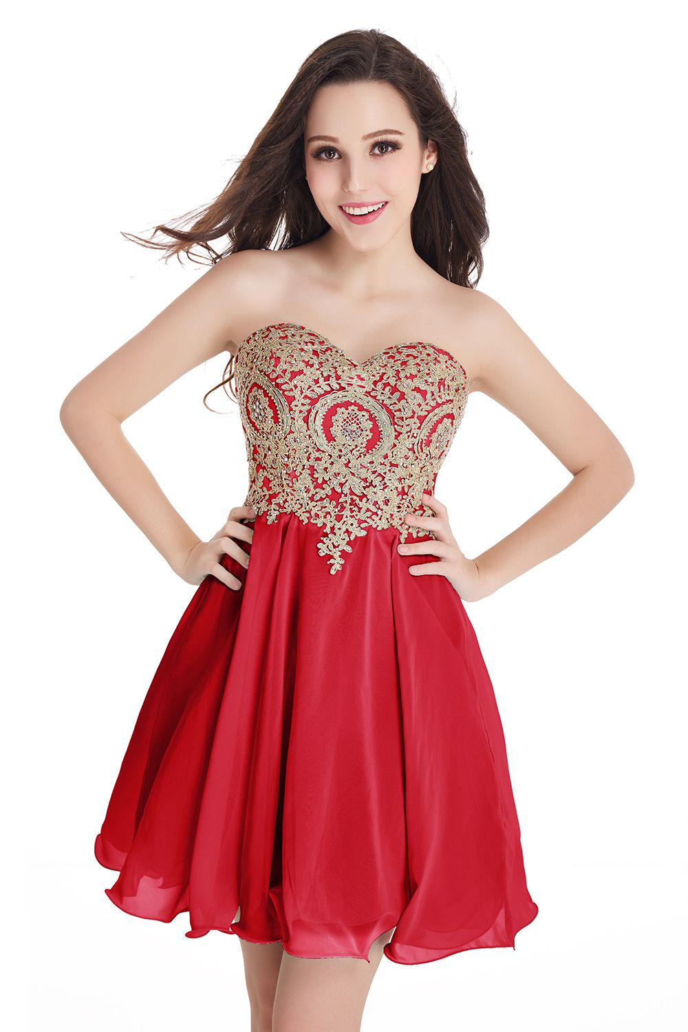Chic A-line Sweetheart Ruffle Chiffon Short Homecoming Dress